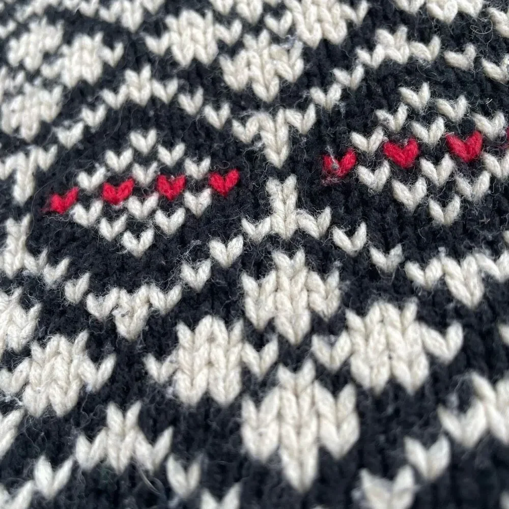 Pottery Barn Lexington Fair Isle Sweater Knit Square Pillow Cover Black Red